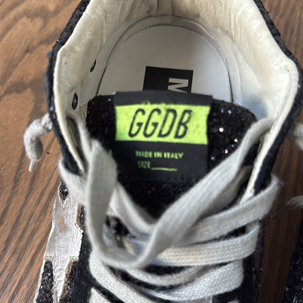 Golden Goose MidStar Black Glitter Sneakers, Good Condition: Size 8 - Picture 12 of 14